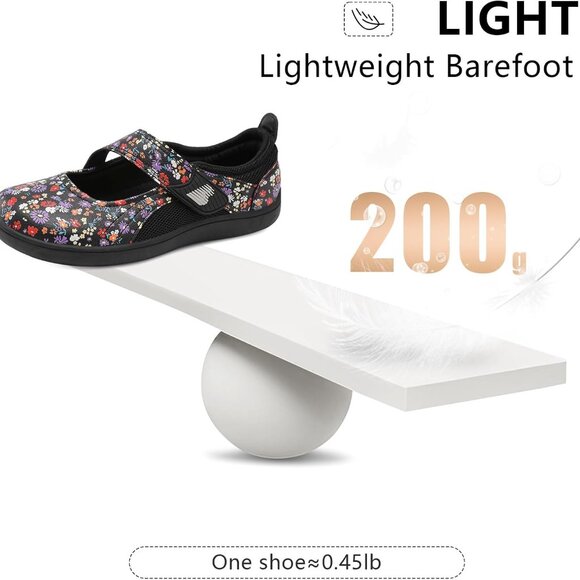 Womens Wide Toe Mary Jane Flats Breathable Diabetic Shoes Slip-Resistant - Picture 7 of 7